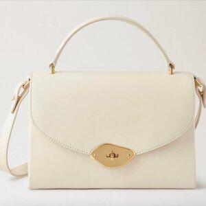 Mulberry  High Gloss Calfskin Lana Top Handle Egshell